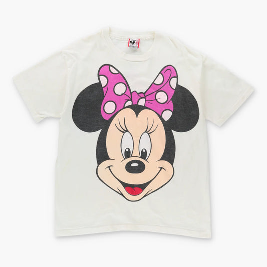Vintage MINNIE MOUSE Big Face Disney Cartoon Single Stitch White T-Shirt (XL-XXL)