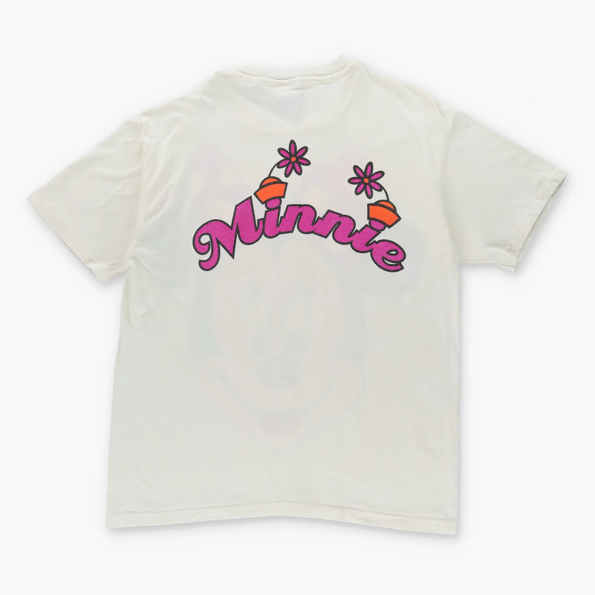 Vintage MINNIE MOUSE Big Face Disney Cartoon Single Stitch White T-Shirt (XL-XXL)