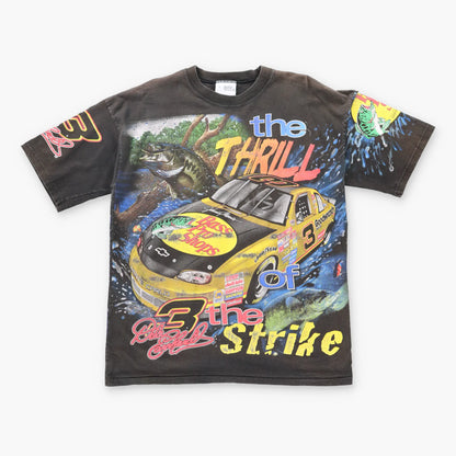 Vintage 1998 NASCAR Dale Earnhardt 'The Thrill' All Over Print Brown Racing T-Shirt (L-XL)