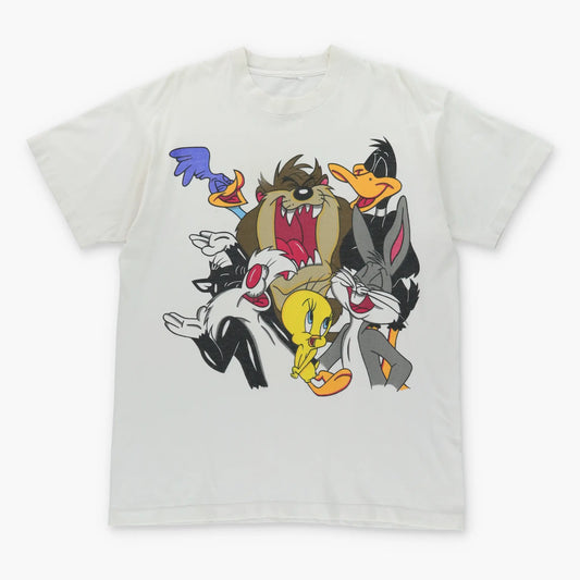 Vintage LOONEY TUNES Large Cartoon Characters Jerry Leigh Single Stitch White T-Shirt (XXL)