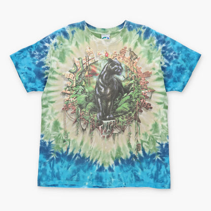 Vintage LIQUID BLUE Black Panther Jungle Tie Dye All Over Print T-Shirt (L-XL)