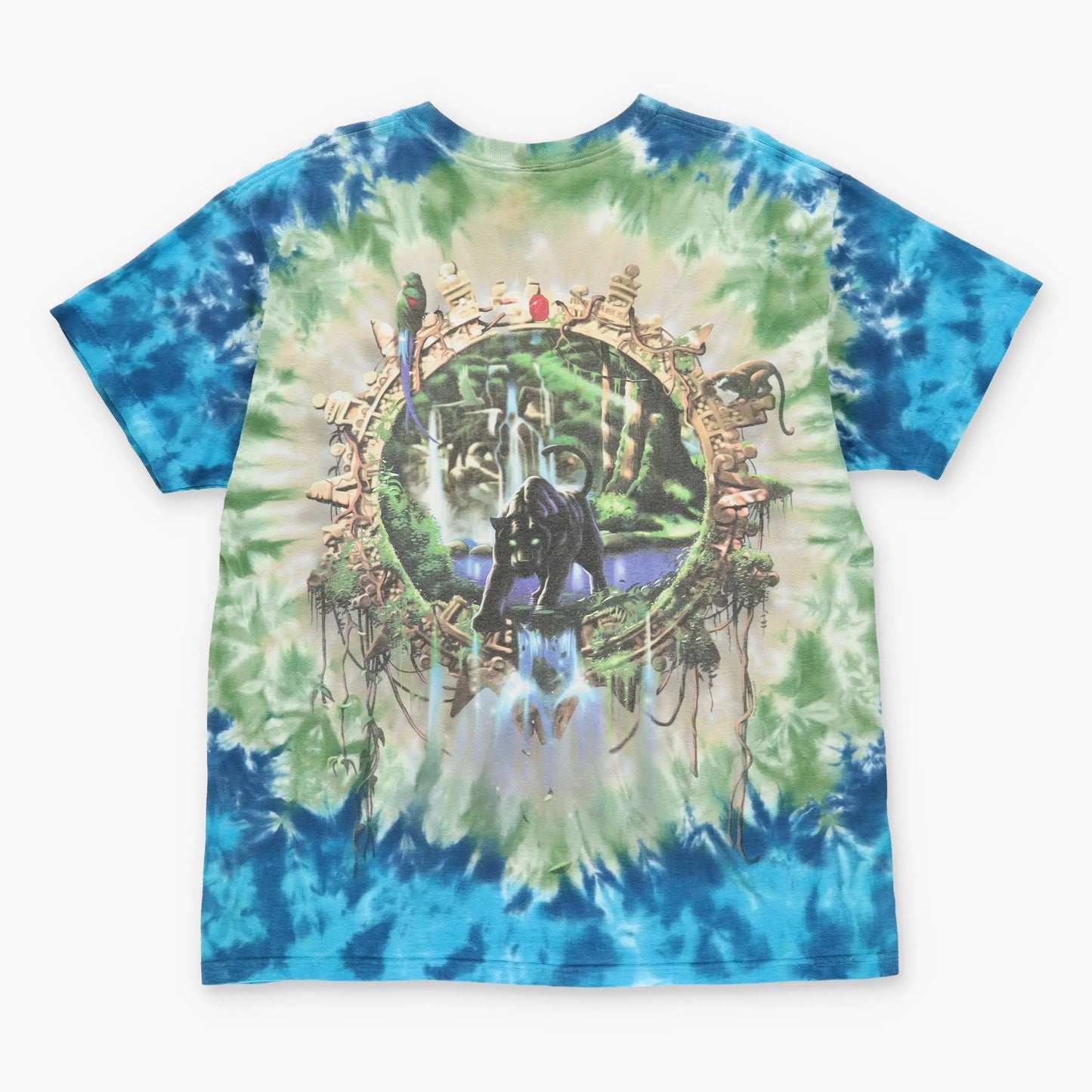 Vintage LIQUID BLUE Black Panther Jungle Tie Dye All Over Print T-Shirt (L-XL)