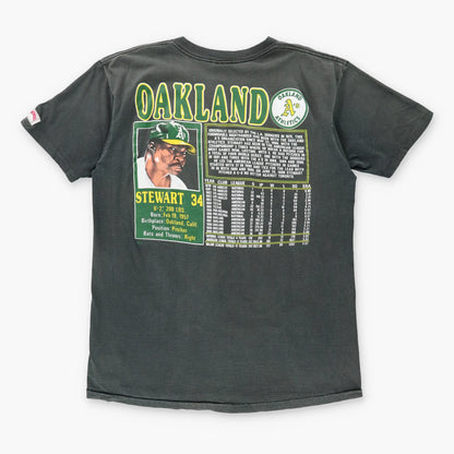Vintage OAKLAND A'S Dave Stewart MLB USA Made Grey Baseball T-Shirt (XL)