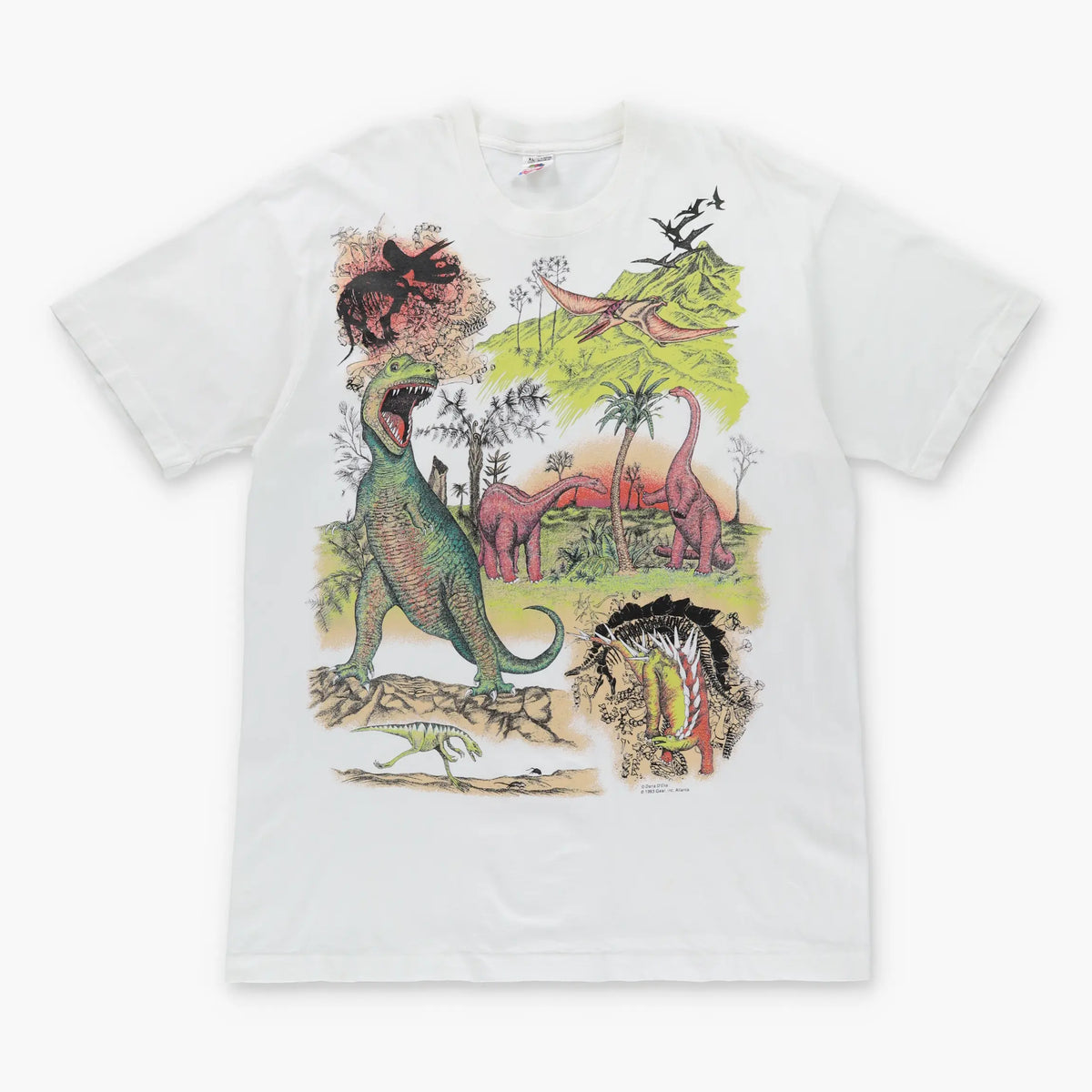 Vintage 1993 Jurassic Dinosaur T-Rex Single Stitch USA Made White T-Shirt (XL Tall)