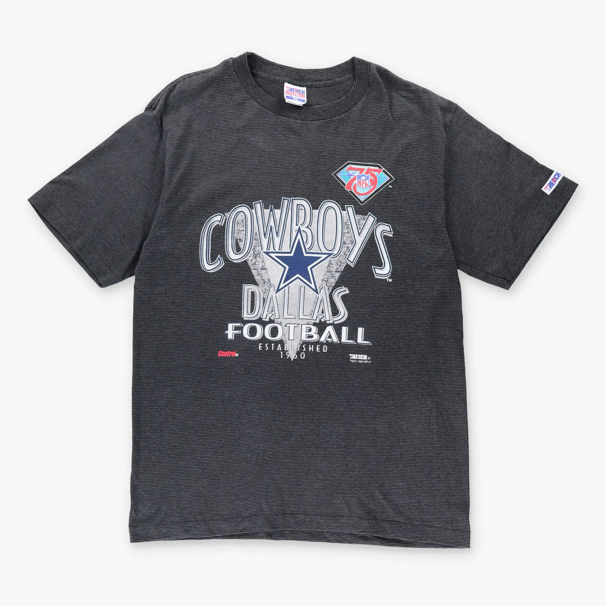 Vintage DALLAS COWBOYS 1994 NFL USA Made Stripe Single Stitch Football T-Shirt (XL)
