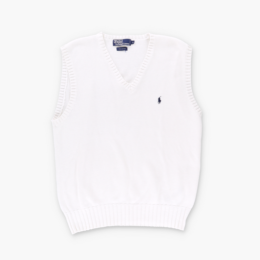 POLO RALPH LAUREN Embroidered Logo White Cable Knit Vest (M)
