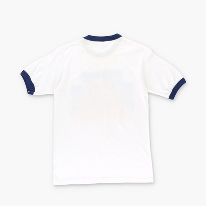 1981 PACMAN Video Game USA Made White & Blue Retro Ringer Tee (S)