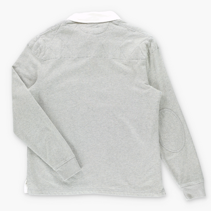 RALPH LAUREN POLO Custom Fit Quilting Detail Grey & Navy Rugby Jumper (L)