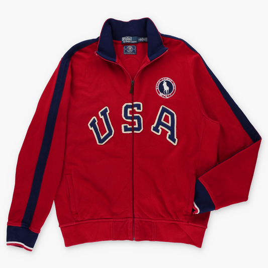 RALPH LAUREN POLO Olympic Team 2012 USA Felt Patch Full Zip Sweatshirt (M-L)