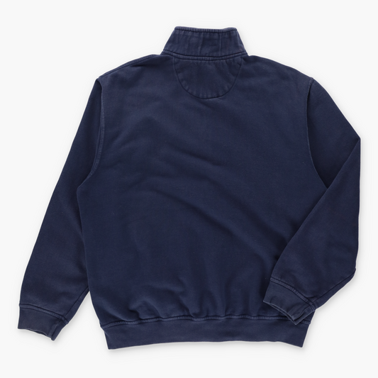 CHAPS Navy Blue & White Embroidered Logo Patch Full Zip Sweatshirt (L)