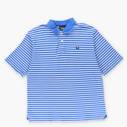 SOUTHPOLE Y2K Blue & White Striped Collared Cotton Polo (L-XL)