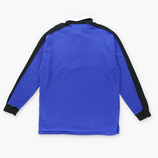 RALPH LAUREN POLO Royal Blue Striped Sleeve Rugby Jumper (XL)