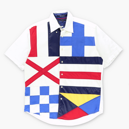 TOMMY HILFIGER 'HK Made' Vintage Flag Striped Shirt (L)