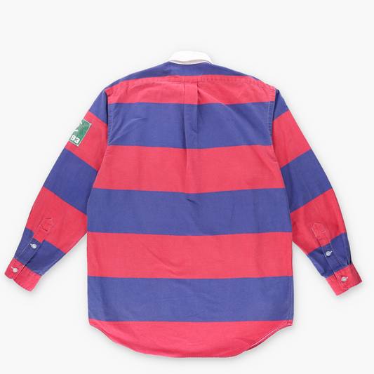 RALPH LAUREN POLO 90s Navy & Red Striped Rugby Shirt (M-L)