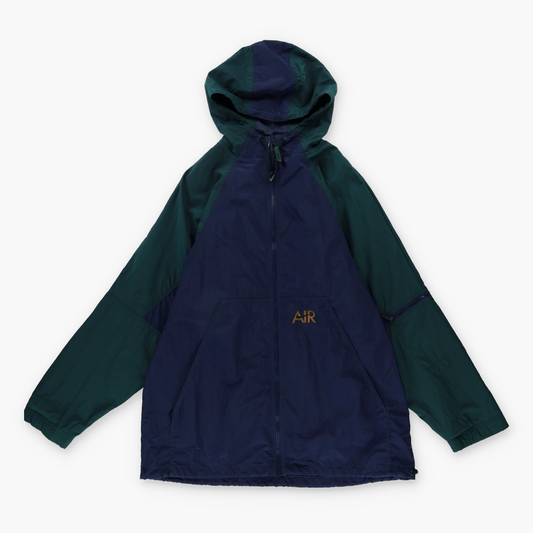 NIKE AIR Dark Green & Navy Hooded Zip-Up Spray Windbreaker Jacket (2XL)