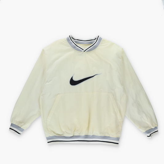 NIKE Large Embroidered 90s Swoosh White Lined Windbreaker Pullover (XL)