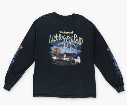 HARLEY DAVIDSON Oregon 2005 Lighthouse Run Graphic Long Sleeve T-Shirt (L-XL)