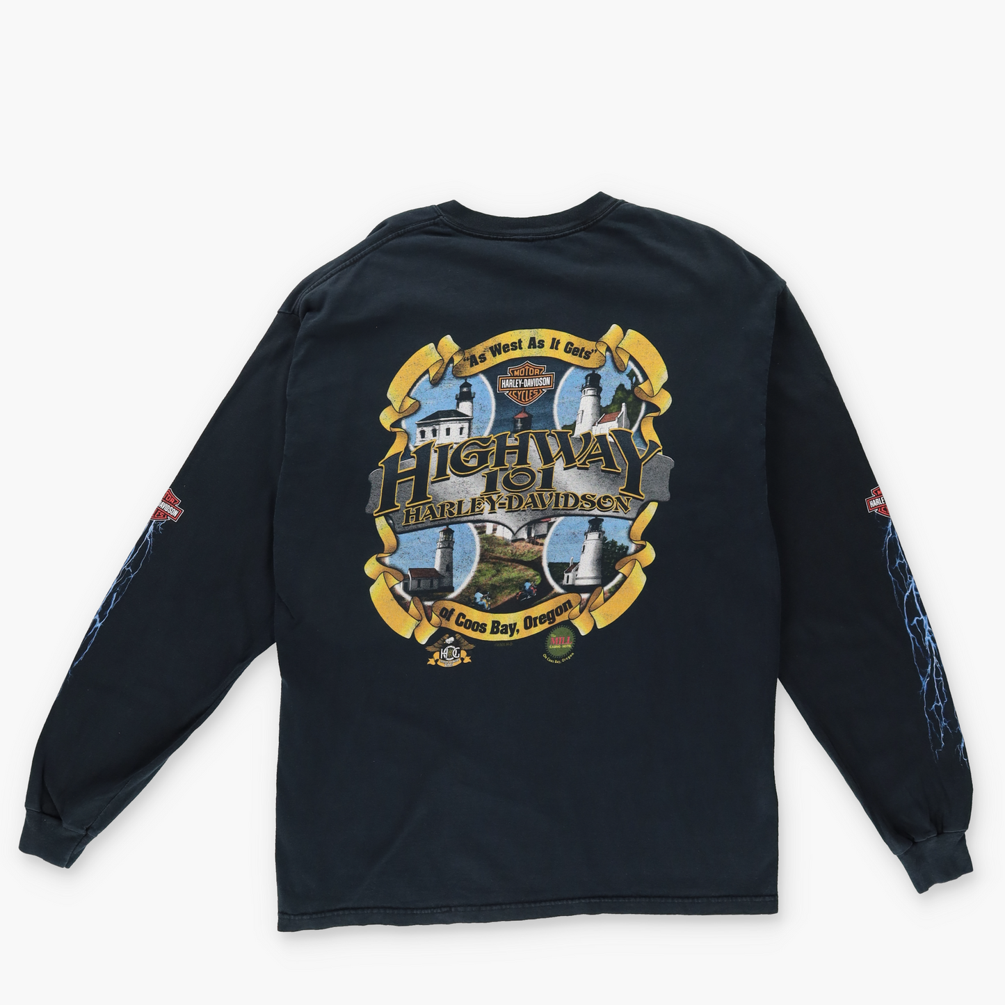 HARLEY DAVIDSON Oregon 2005 Lighthouse Run Graphic Long Sleeve T-Shirt (L-XL)