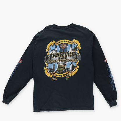 HARLEY DAVIDSON Oregon 2005 Lighthouse Run Graphic Long Sleeve T-Shirt (L-XL)