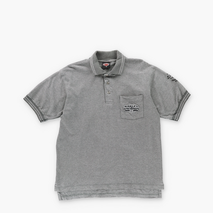 HARLEY DAVIDSON 'USA Made' Columbus Ohio Cotton Grey Polo Shirt (M)
