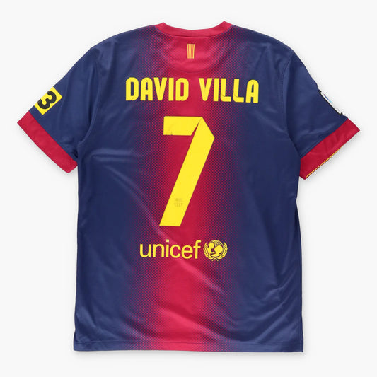 Vintage NIKE FC Barcelona 2012-2013 Home David Villa Navy Soccer Jersey (M)