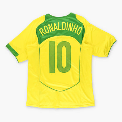 Vintage NIKE Brazil Swoosh Original Ronaldinho Made in Brazil Yellow Soccer Jersey (M)