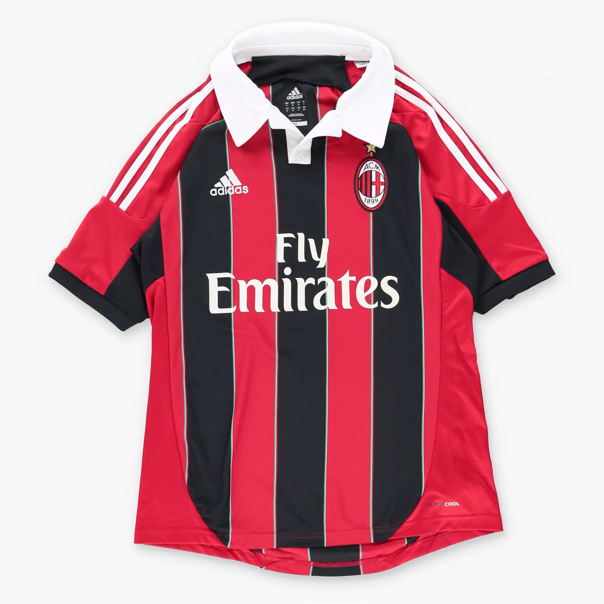 Vintage ADIDAS AC Milan 2012-2013 Home Embroidered Red & Black Jersey (M)