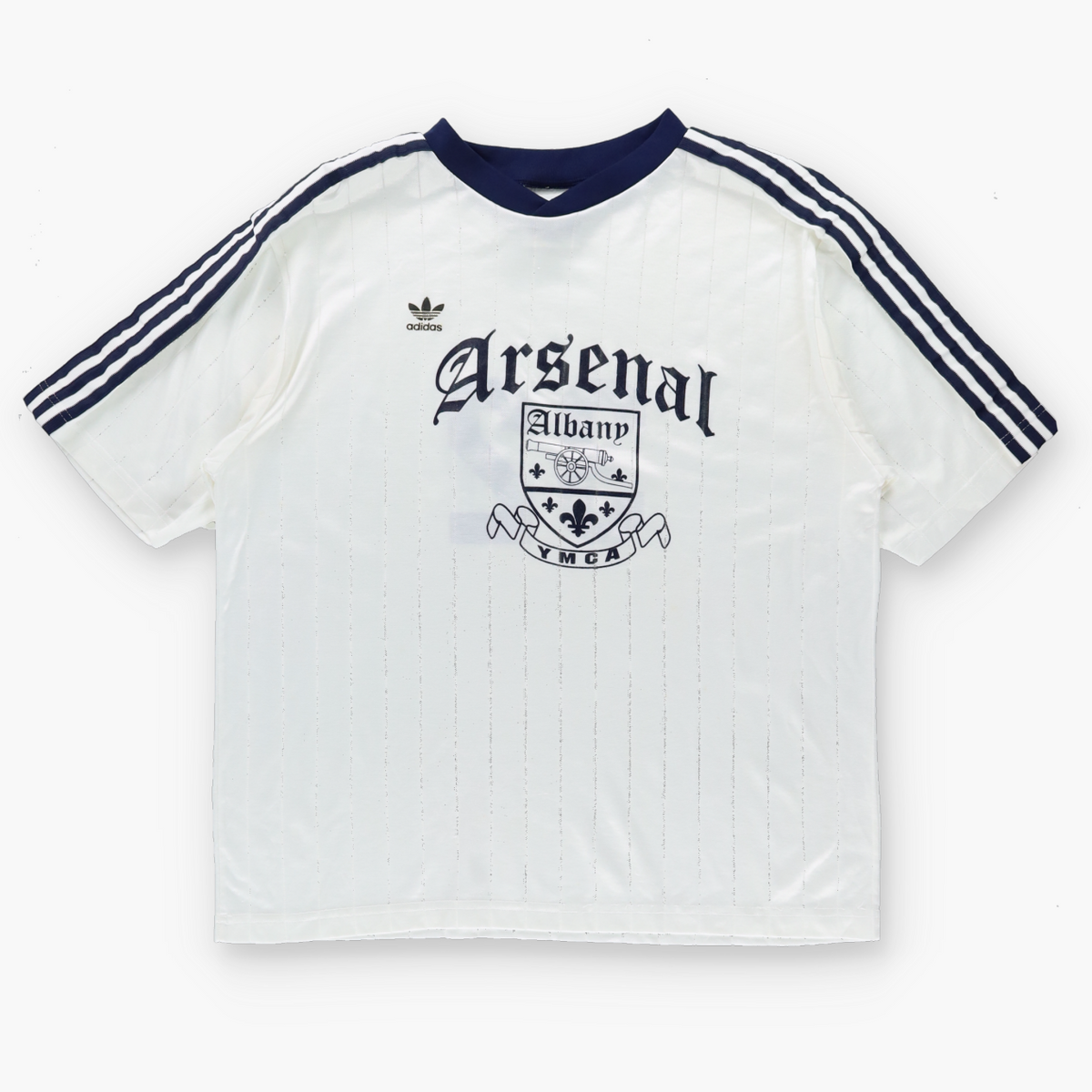 Vintage ADIDAS Arsenal Albany New York YMCA Navy & White #32 Soccer Jersey (XL)
