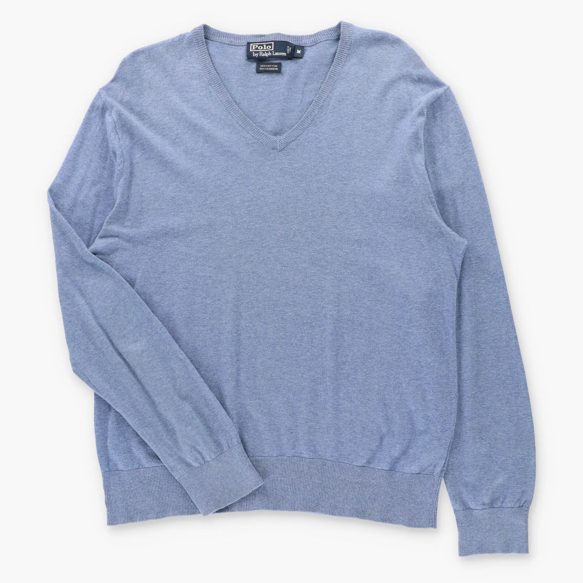 Vintage RALPH LAUREN POLO Blue V-Neck Light Sweater (M)