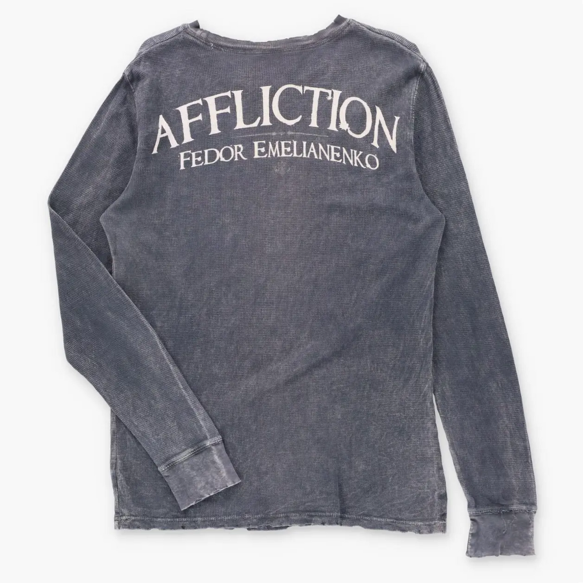 AFFLICTION Vintage Y2K "The Last Emperor" USA Made Waffle Thermal Studded Long Sleeve Tee (M TALL)