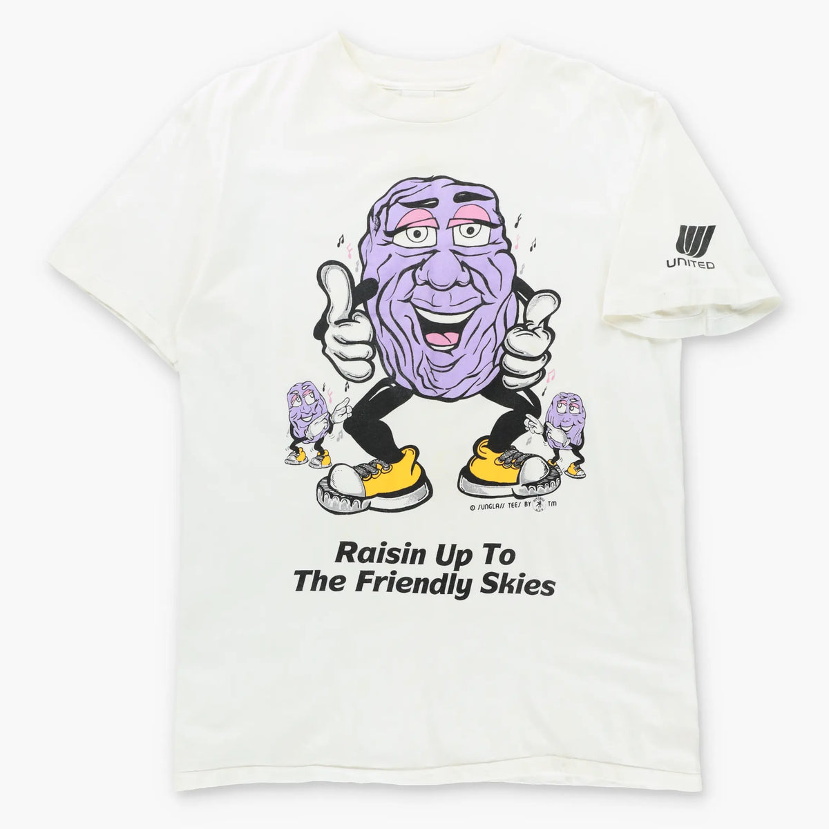 Vintage United Airlines "Raisin Up To The Friendly Skies" Single Stitch California Raisins Tee (L-XL)