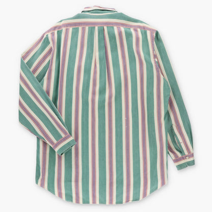 Vintage RALPH LAUREN Embroidered Pony Logo Multicolour Stripe Button Down Shirt (XL)