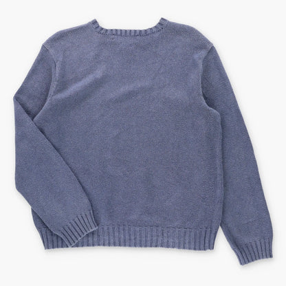 Vintage POLO RALPH LAUREN Embroidered Pony Logo Blue Knit Sweater (M)