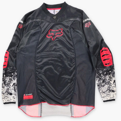 FOX RACING Black & Red Mesh Motocross Dirt Bike Jersey (L)