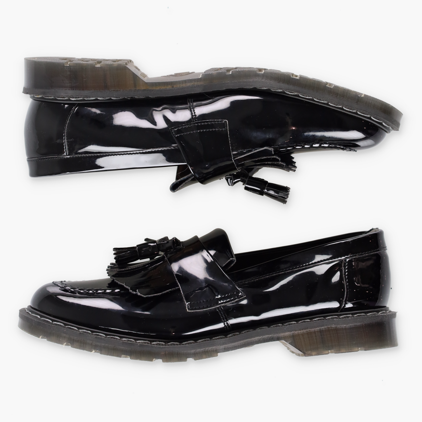 SOLOVAIR Black Patent Tassel Loafers England Made (9)