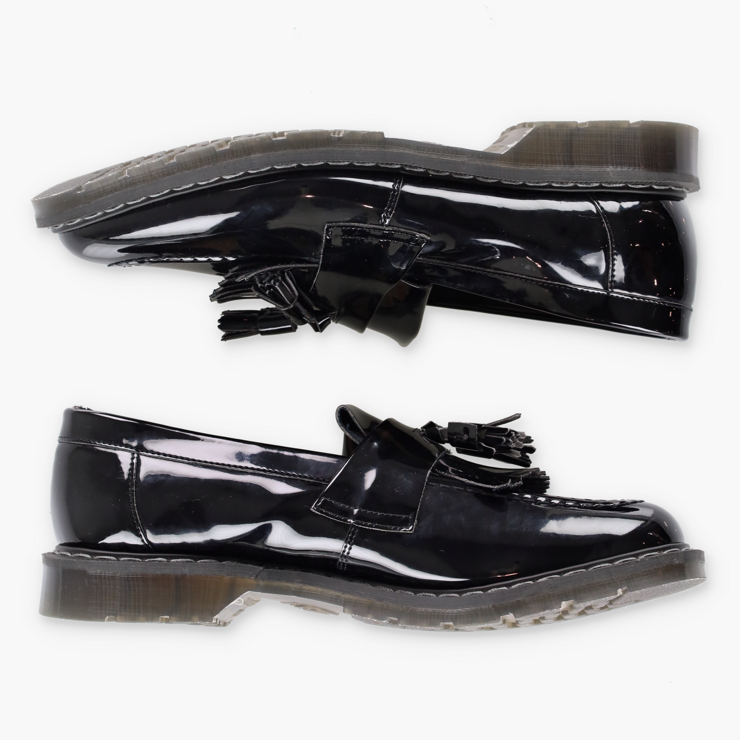 SOLOVAIR Black Patent Tassel Loafers England Made (9)