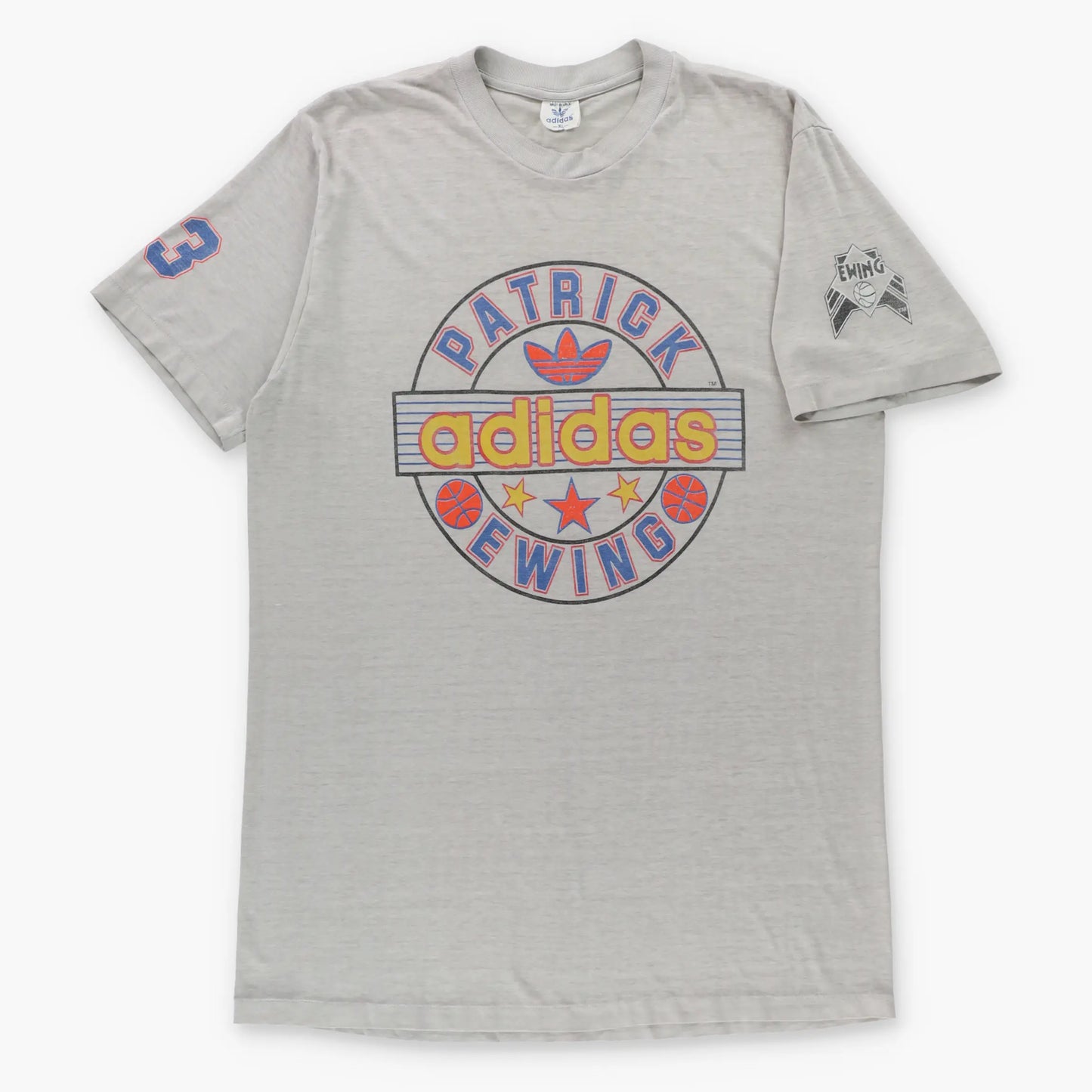 Vintage ADIDAS Patrick Ewing Single Stitch USA Made Light Grey T-Shirt (L TALL)