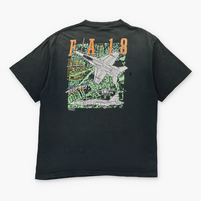 Vintage 1991 Black & Neon F/A-18 Hornet Fighter Jet Single Stitch Tee USA Made (L-XL) Vintage Sole Melbourne