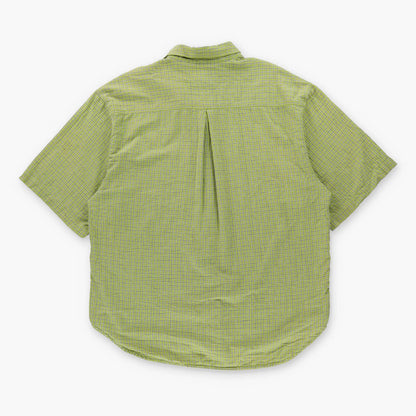 Vintage QUIKSILVER Light Green Plaid Short Sleeve Button Down Shirt (XL)