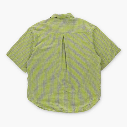 Vintage QUIKSILVER Light Green Plaid Short Sleeve Button Down Shirt (XL)