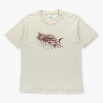 Vintage 1978 "Sea Otter And Pup" Light Beige Single Stitch BELTON Tee USA Made (S)