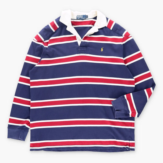 Vintage POLO RALPH LAUREN Embroidered Padded Stripe Rugby Jersey (L)