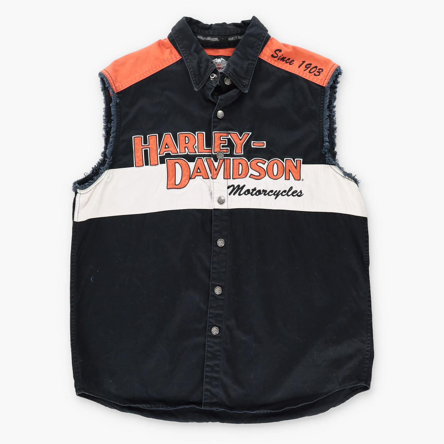 Vintage HARLEY DAVIDSON Embroidered Snap Button Classic Motorcycle Vest (L) Vintage Sole Melbourne