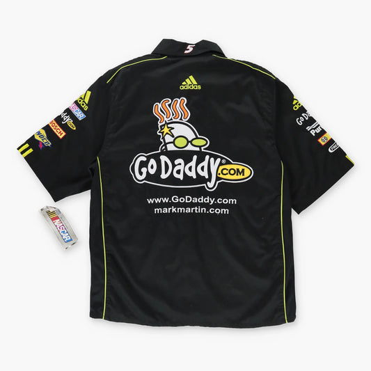 Vintage ADIDAS X NASCAR Mark Martin #5 New With Tags GoDaddy Embroidered Racing Shirt (L)