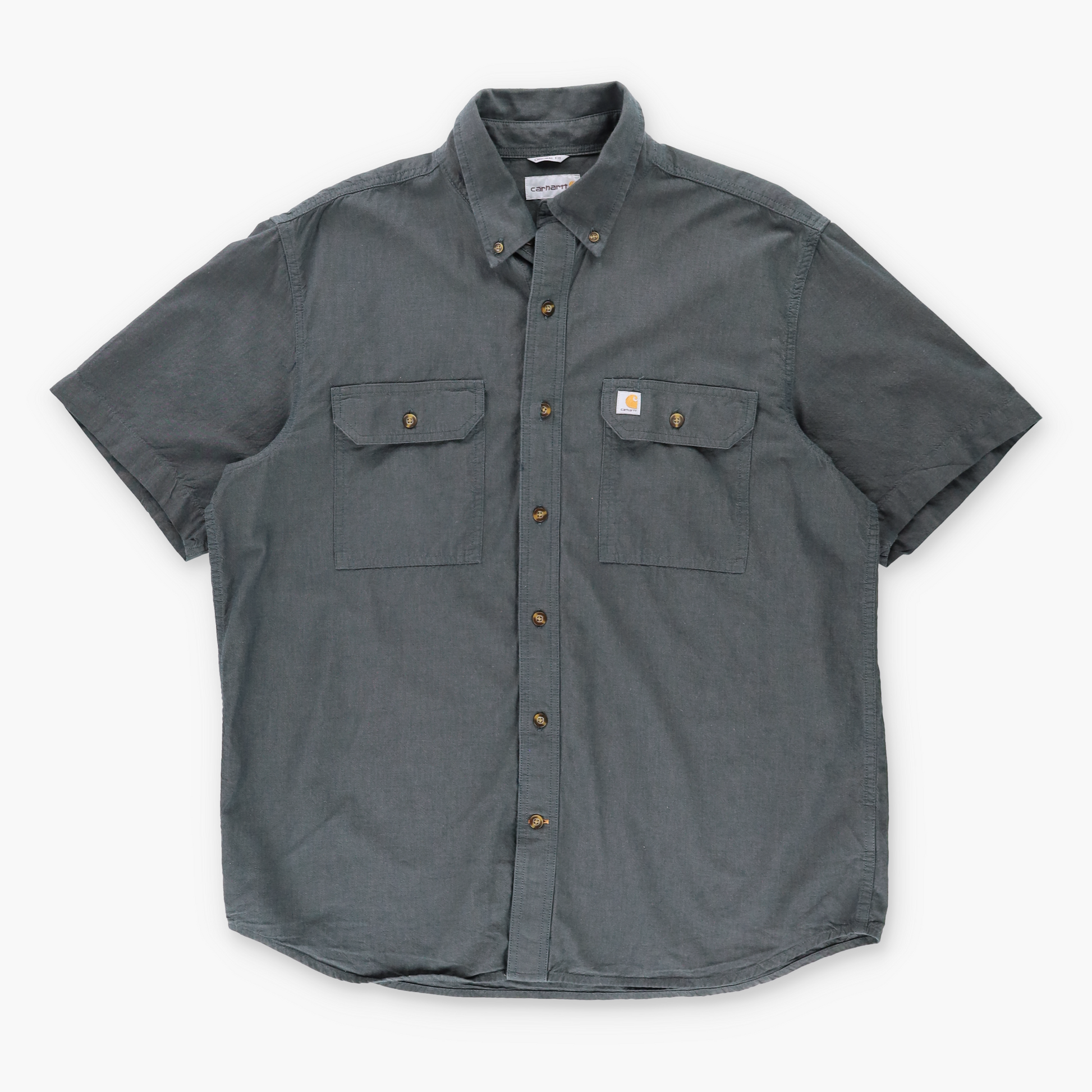Vintage CARHARTT 'Original Fit' 104369 BKC Pocket Grey Workwear Shirt (L) Vintage Sole Melbourne