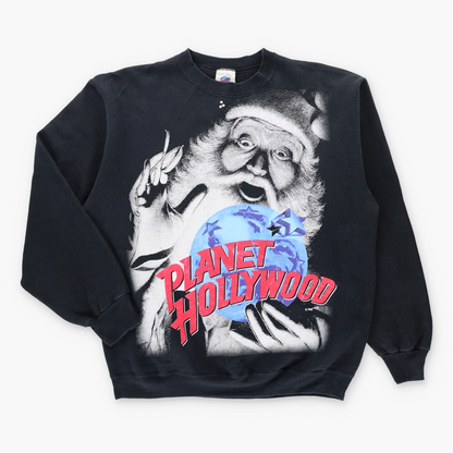 Vintage PLANET HOLLYWOOD Logo & Big Santa Claus USA Made Black Sweatshirt (XL) Vintage Sole Melbourne