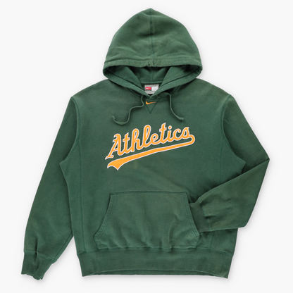 Vintage NIKE Team Oakland Athletics MLB Centre Swoosh Green Hoodie Sweatshirt (L) Vintage Sole Melbourne