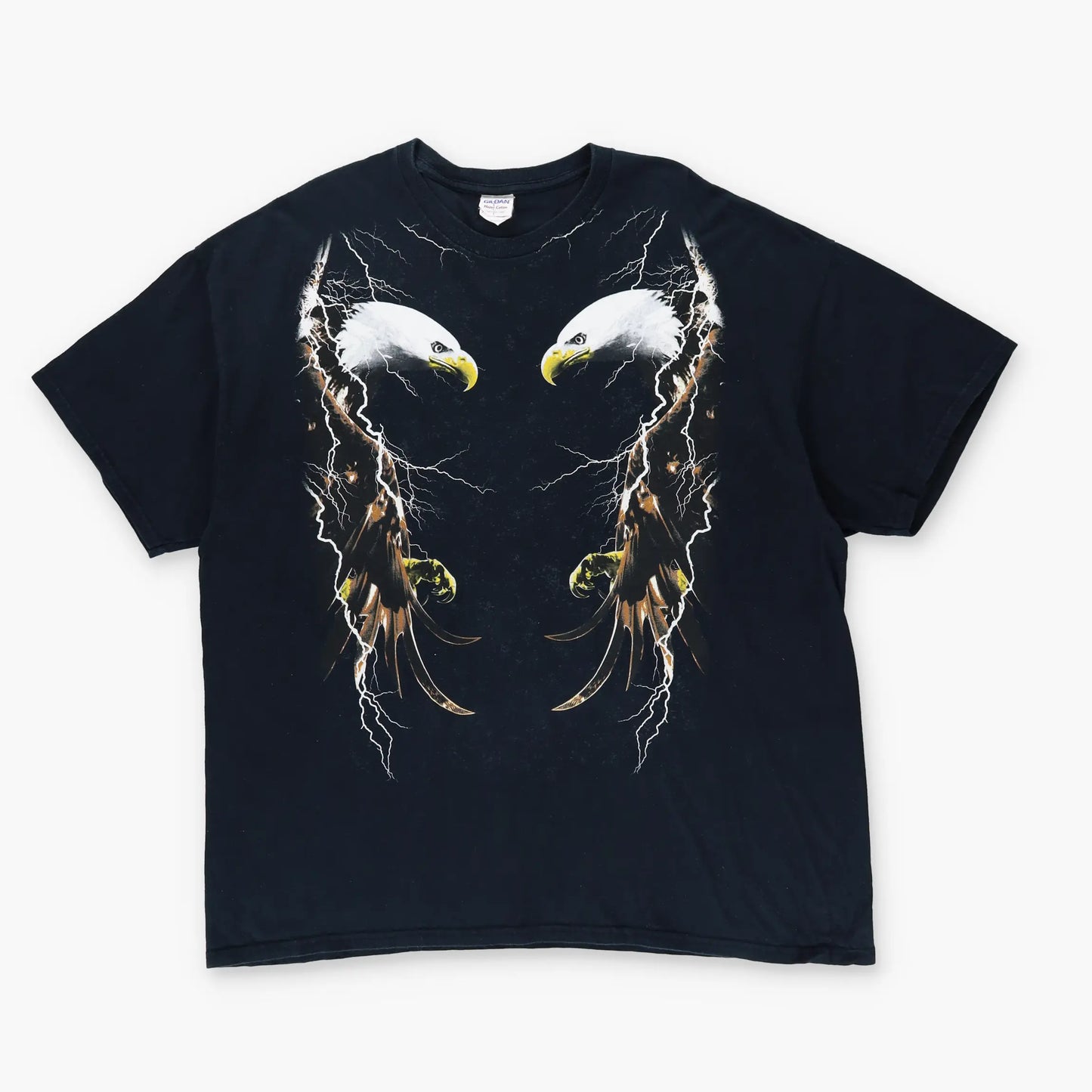 VINTAGE Two Bald Eagles Lightning Black Animal Tee (XXL) *Aubany Vintage Sole Melbourne