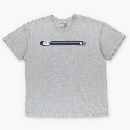 NIKE Spell Out Swoosh Double Logo Grey & Navy Tee (XXL)