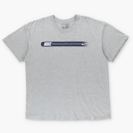 NIKE Spell Out Swoosh Double Logo Grey & Navy Tee (XXL)